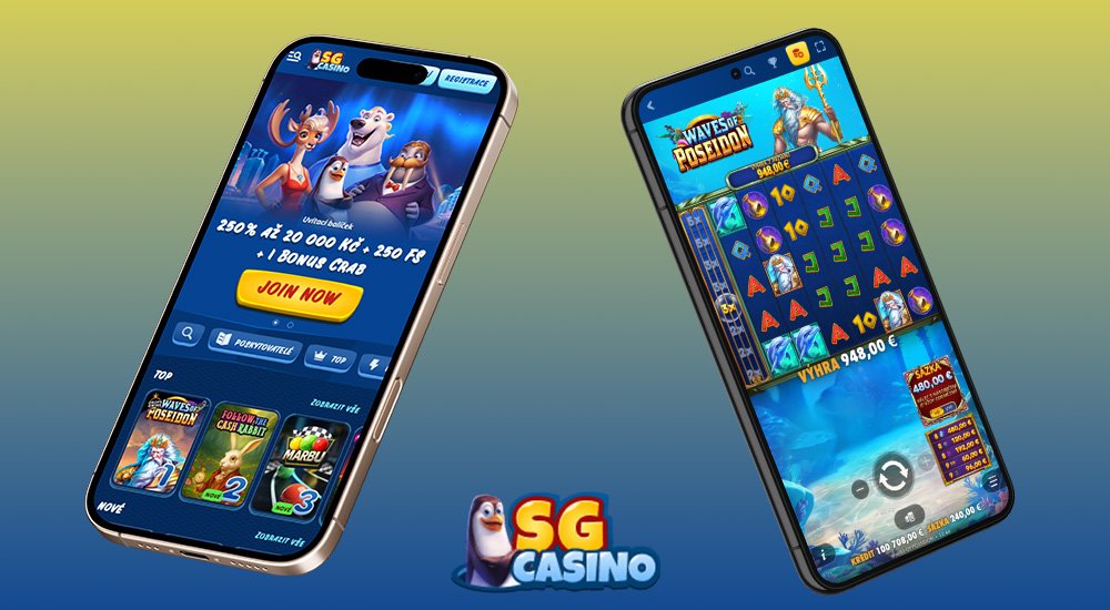 Náhled responzivního rozhraní webu platformy SGCasino
