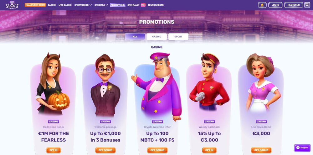 slotspalace bonus overview