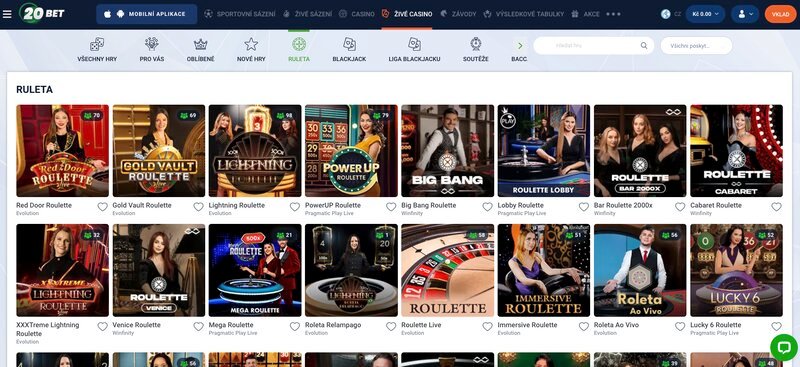 Ruleta v casinu 20BET