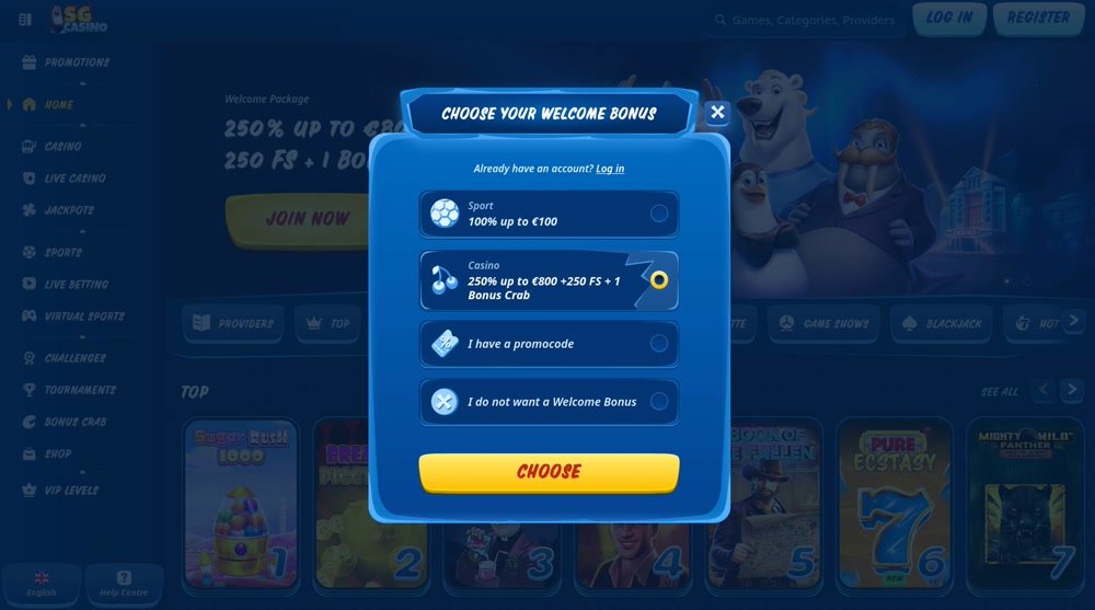 SGcasino registration is quick and offers exciting bonuses