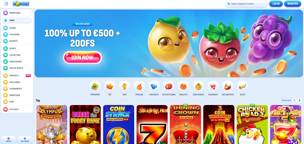 Nomini casino homepage