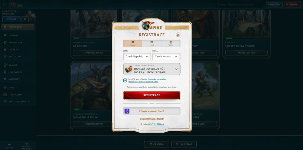 my empire registrace