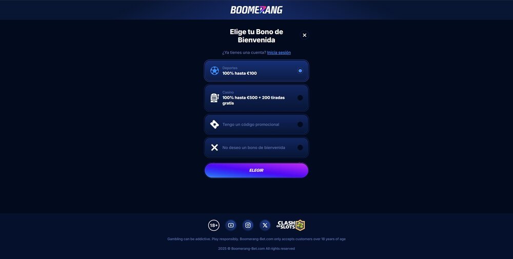 Boomerang Bet registro