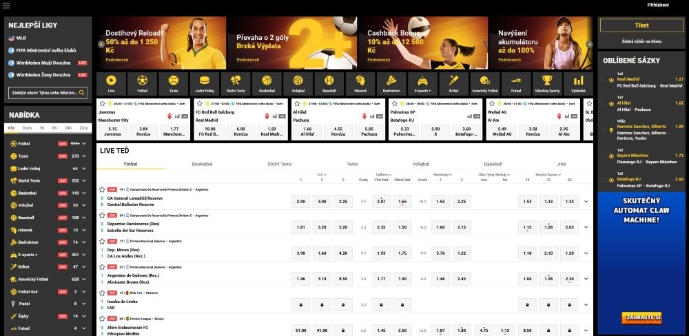 Sázková kancelář ZetCasino disponuje širokým výběrem sportů a událostí k sázení 