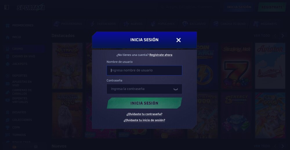 Sportaza inicio de sesión