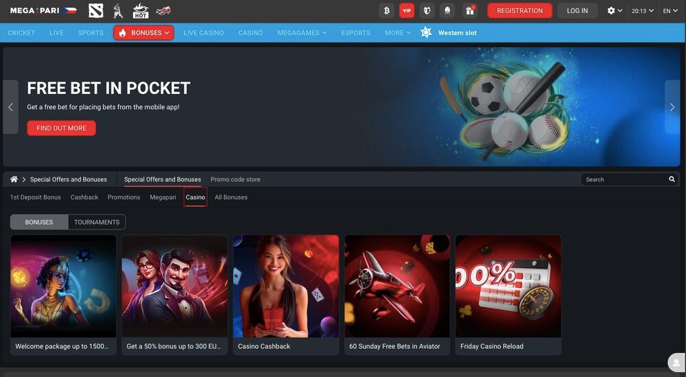 Megapari casino bonuses