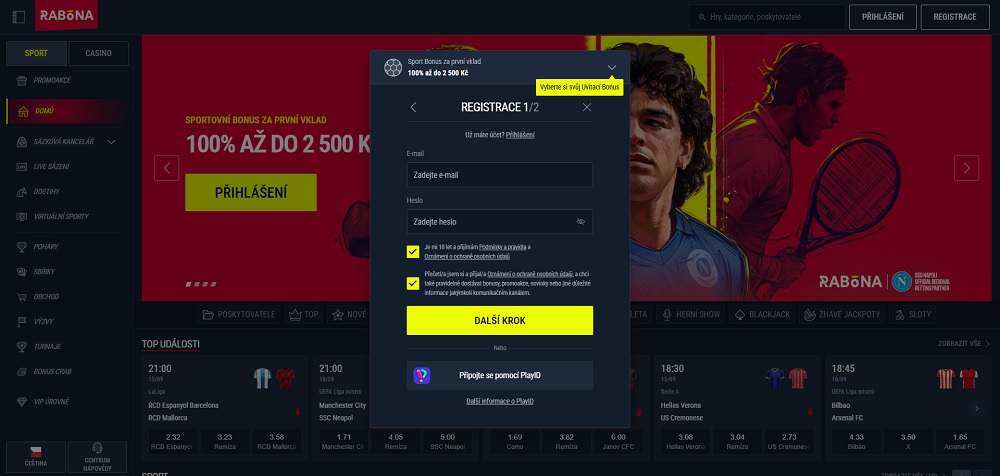 Rabona Registrierung