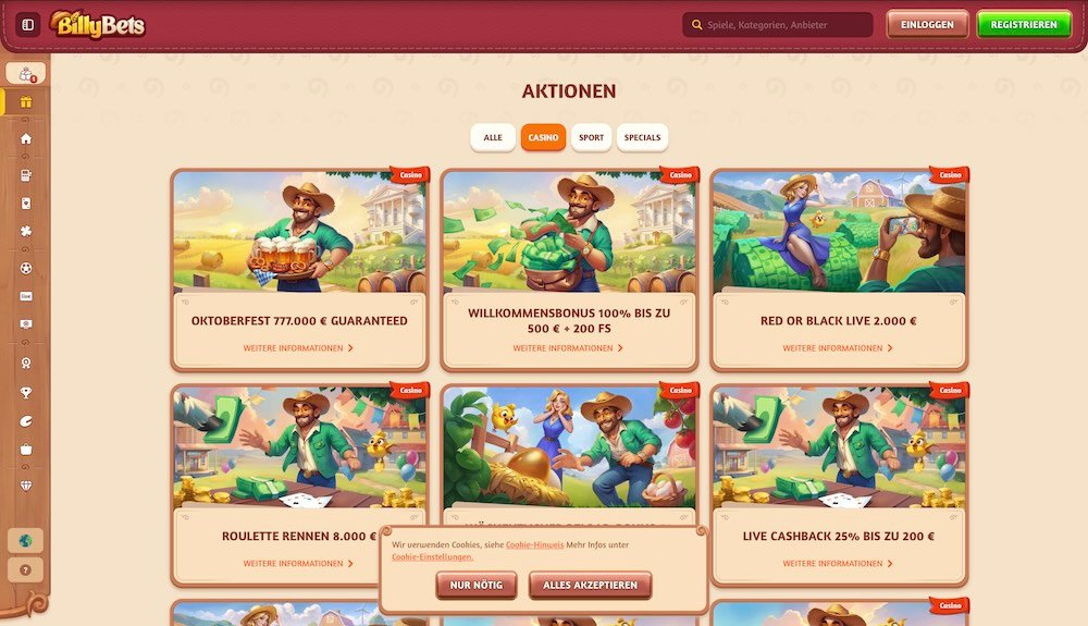 BillyBets Freispielen