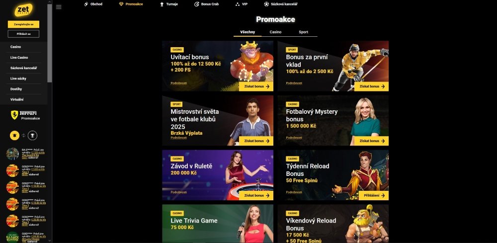 ZetCasino nabízí širokou selekci bonusů a promo akcí pro nové i stávající hráče