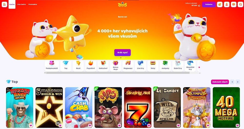 V online casinu 7Signs najdete přes 4000 online slotů od desítek herních vývojářů