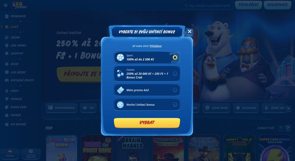 SGcasino registrace