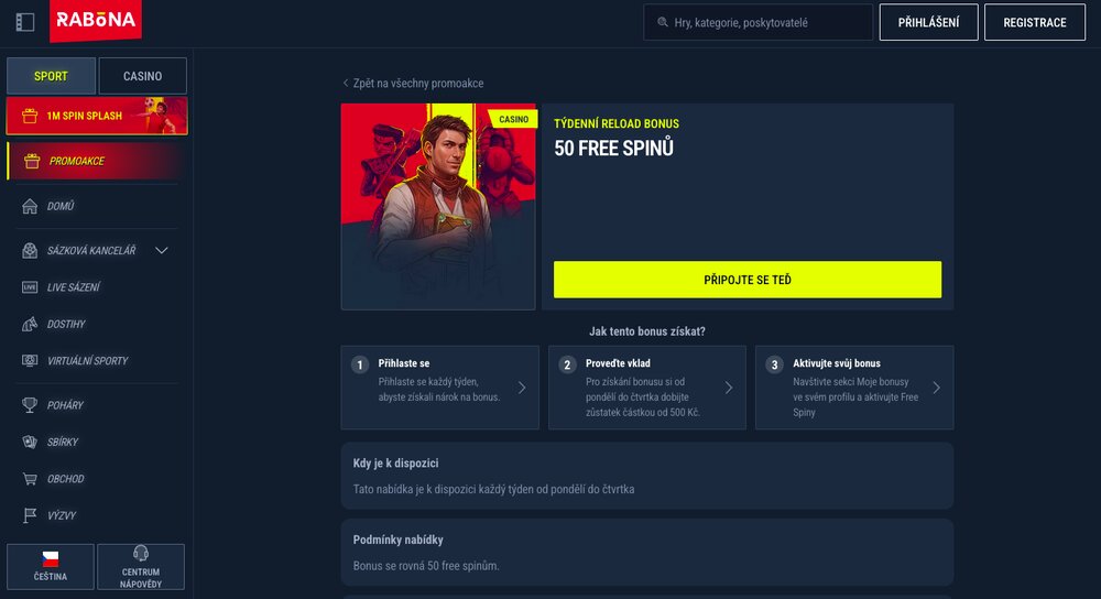 Rabona wöchentlicher Reload-Bonus