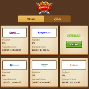 My Empire casino vklad a výběr