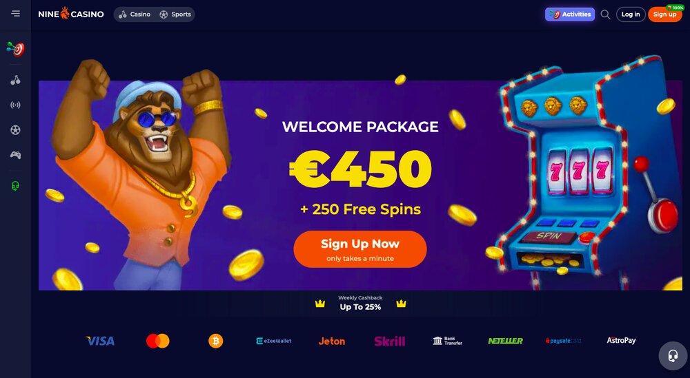 Registration bonus NineCasino