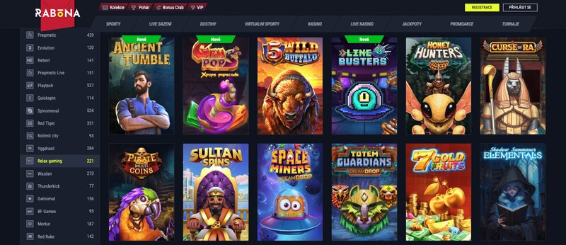 Hry od Relax Gaming v casinu Rabona