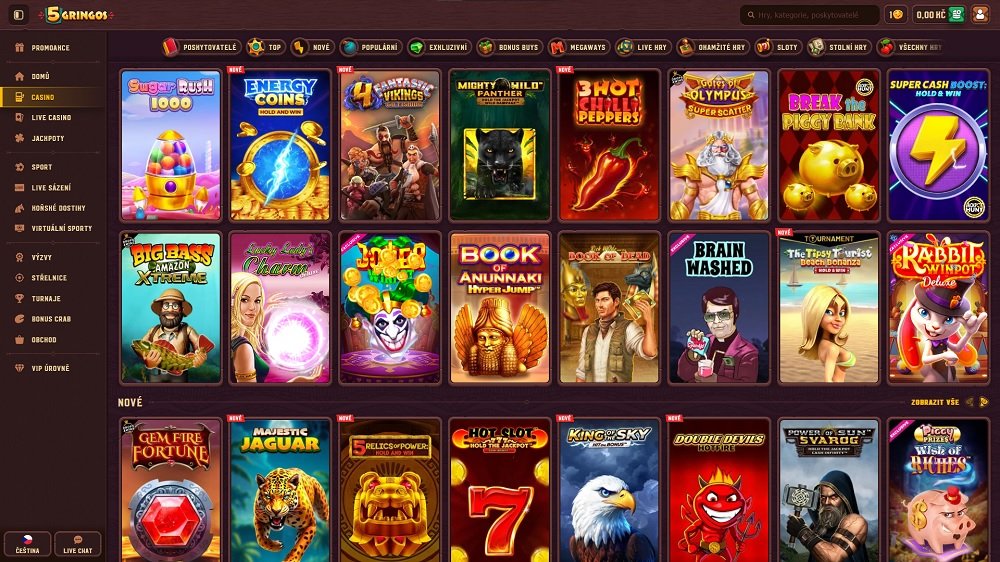 Náhled TOP slotů v online casinu 5Gringos
