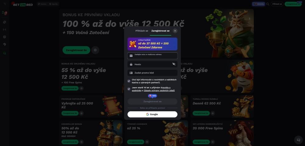 Registrujte se vyplněním formuláře nebo využijte svého Google účtu