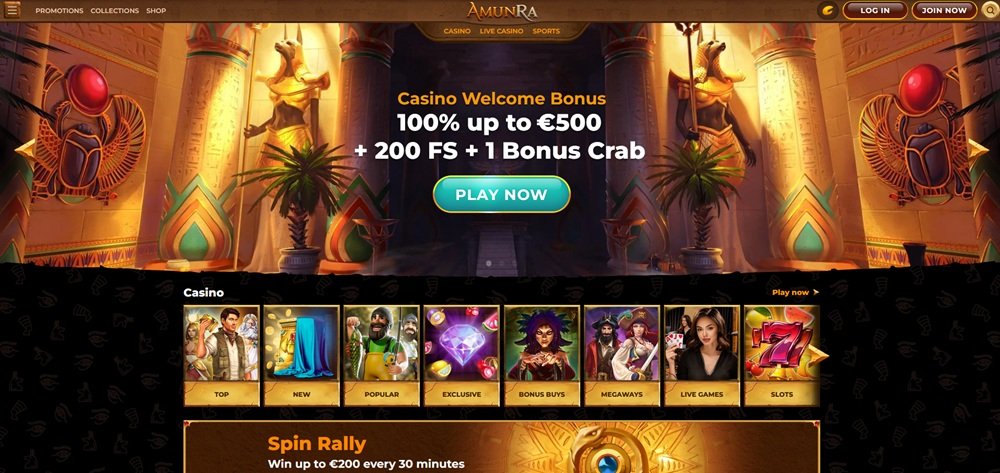 AmunRa casino homepage