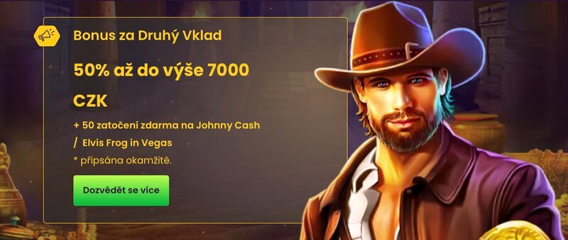 Bonus k druhému vkladu 7 000 Kč + 50 FS v Bizzo Casino