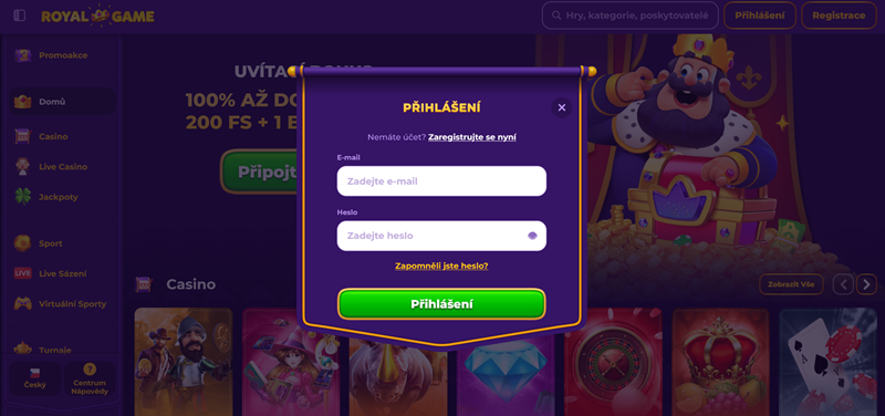 Royal Game přihlášení
