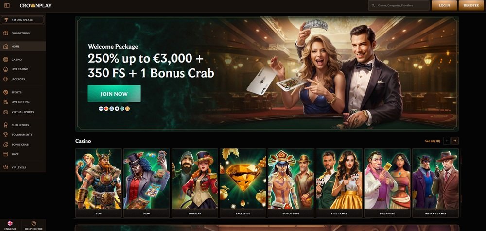 CrownPlay casino homepage
