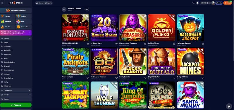 Hry od Belatra Games v casinu NineCasino