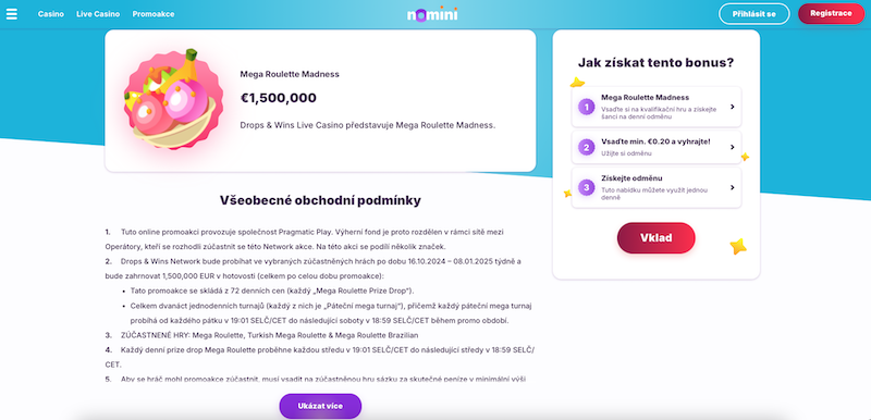 Mega Roulette Madness v casinu Nomini