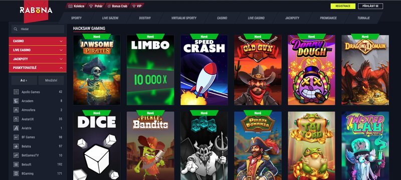 Hry od Hacksaw Gaming v casinu Rabona