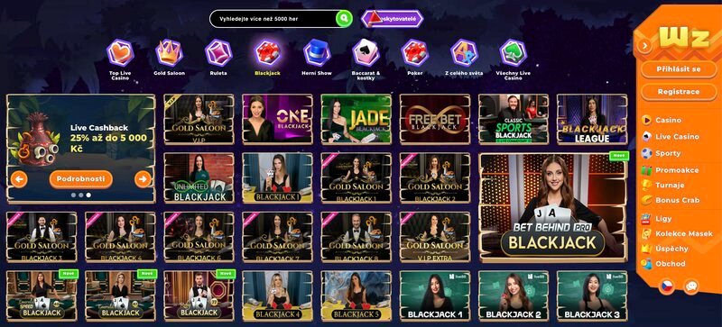 Blackjack v casinu Wazamba
