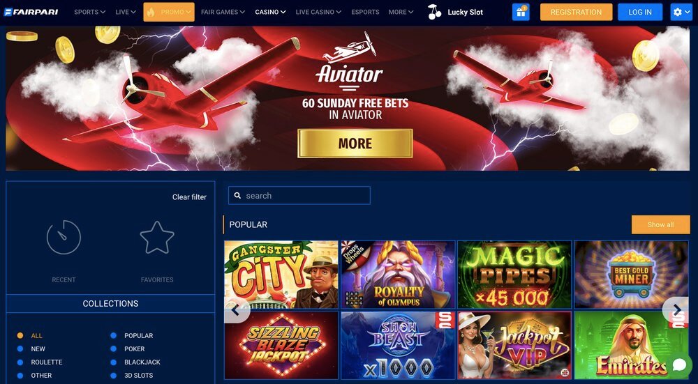 FairPari casino homepage