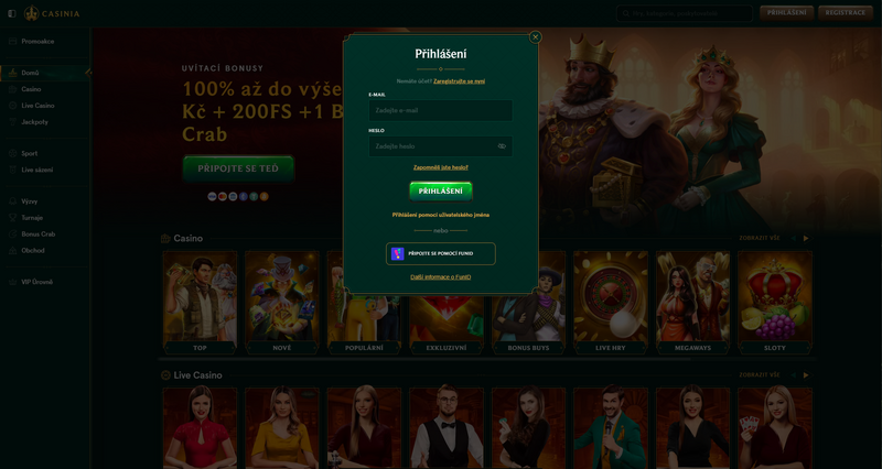 Casinia login [návod na přihlášení]