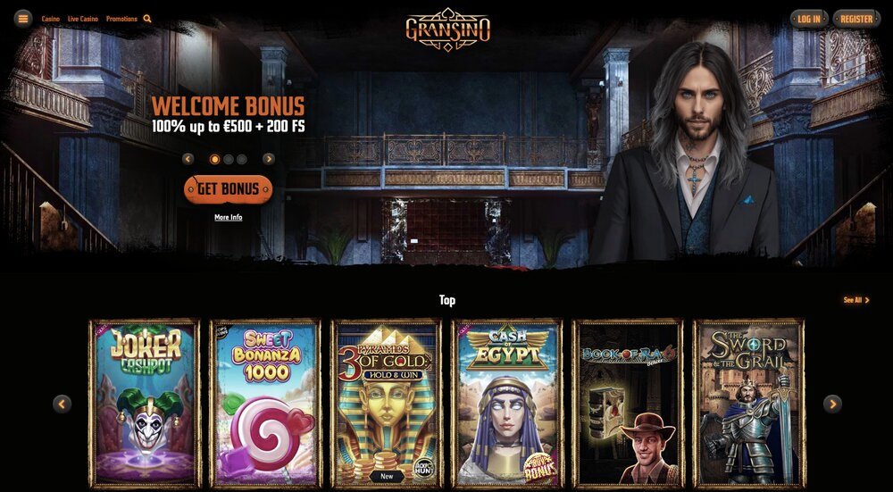 Gransino casino homepage