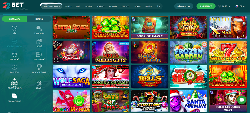 22BET vánoční automaty