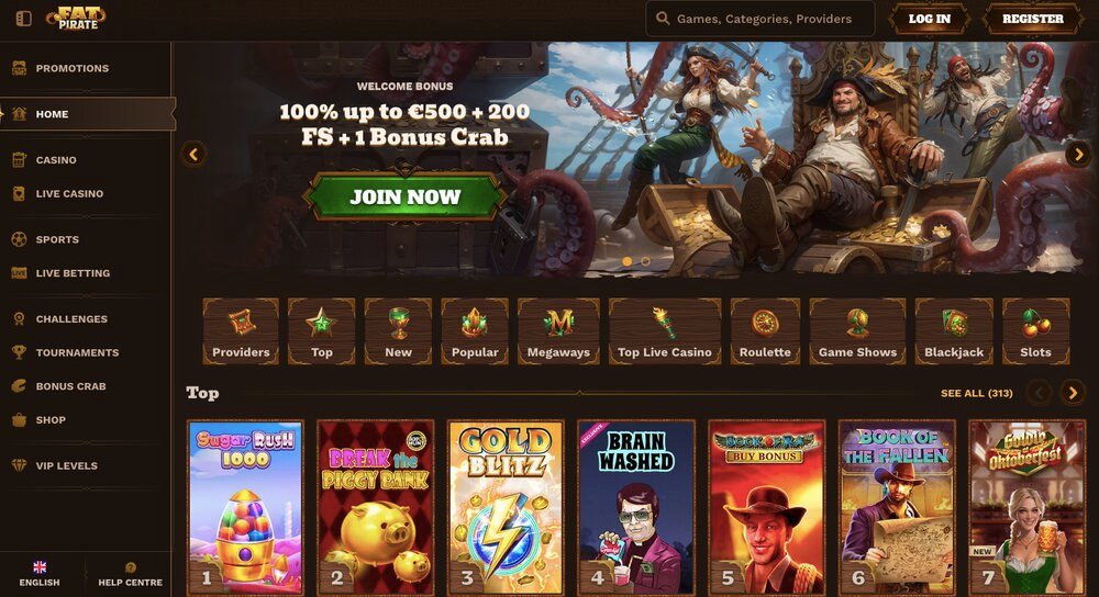 FatPirate casino homepage