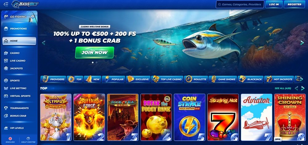 BassBet casino homepage