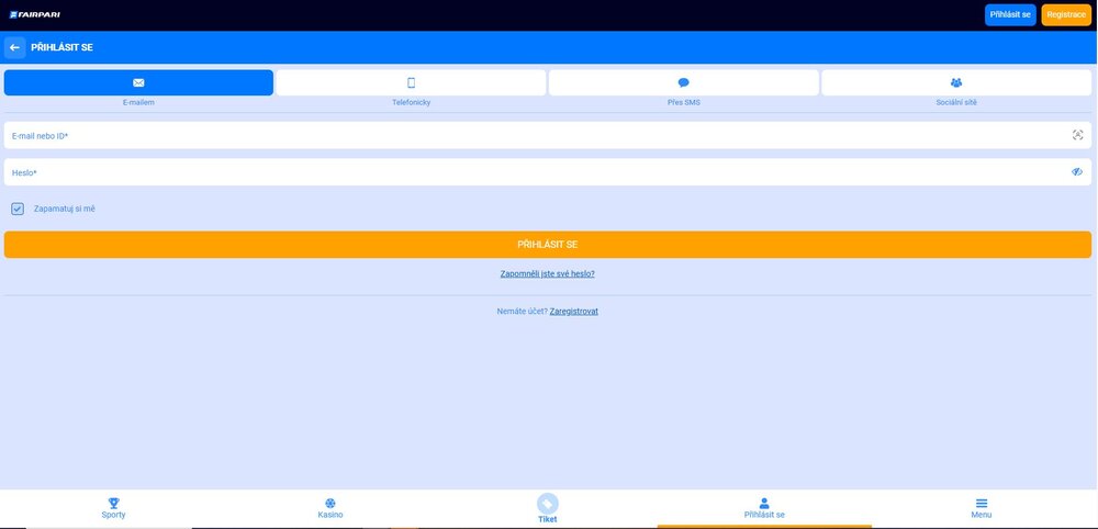 fairpari přihlášení