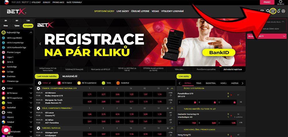 BetX kontrola tiketu úvod