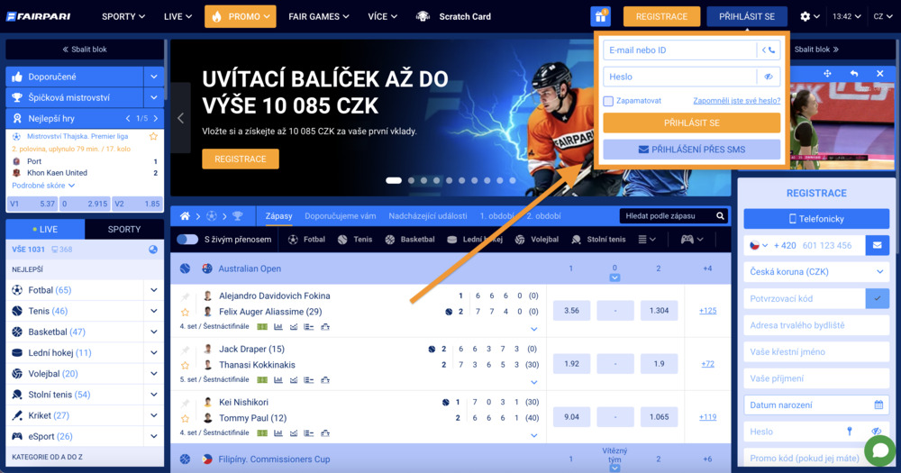 FairPari login Vorschau