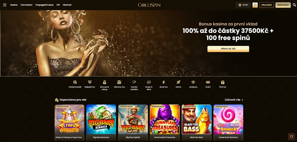 GoldSpin casino, vista previa