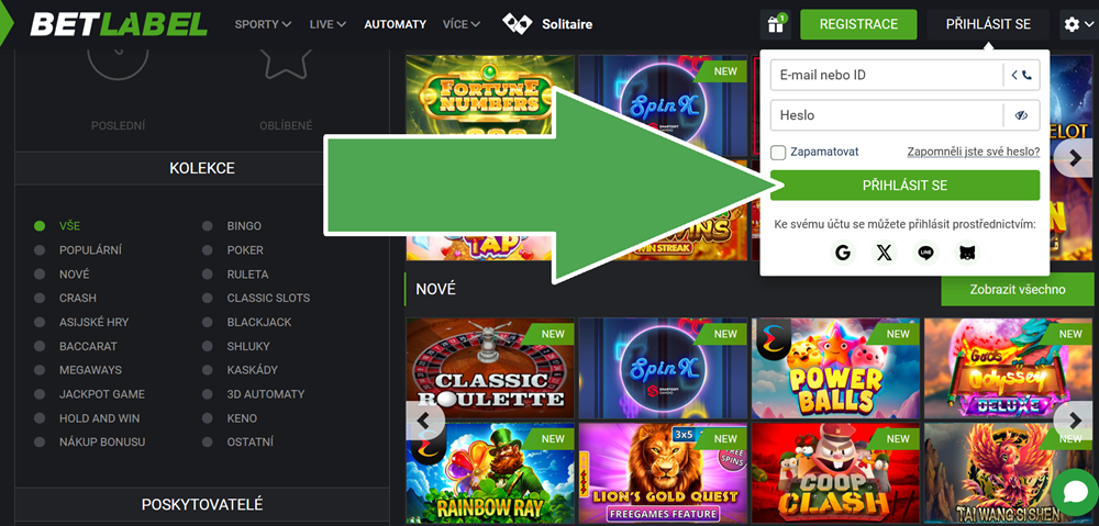 BetLabel přihlášení