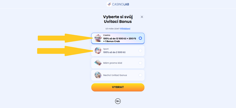 CasinoLab registrace
