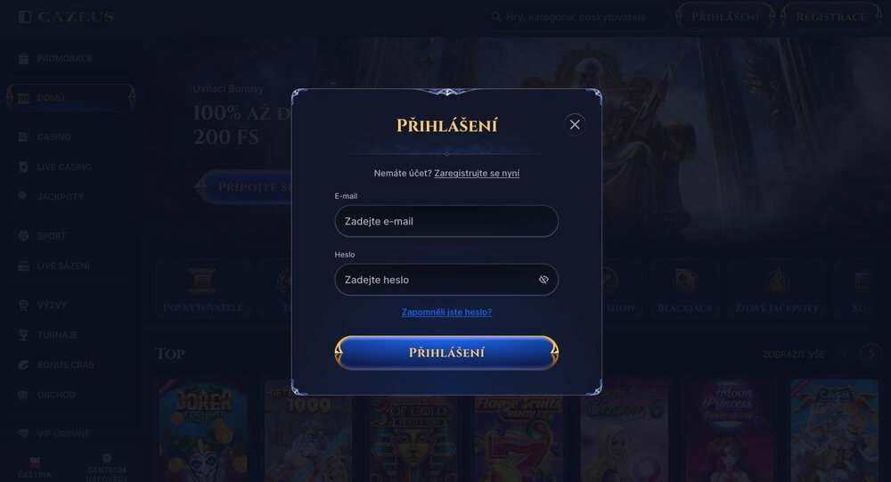 Login do casina a sázkové kanceláře Cazeus