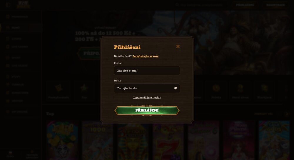 Přihlášení casino FatPirate