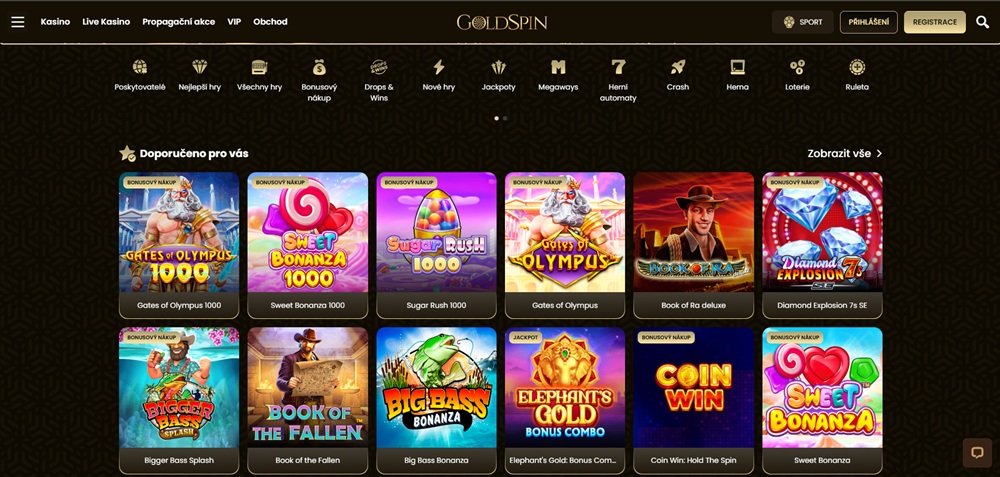 Webseite des GoldSpin Casinos