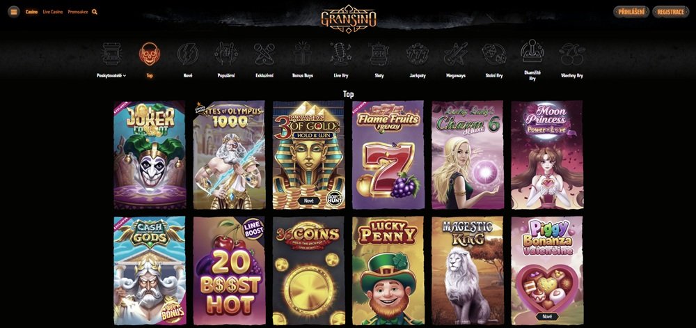 Oferta de tragamonedas en Gransino