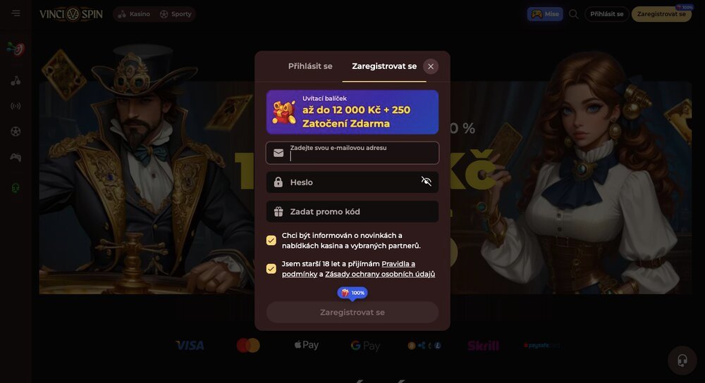 Registro Vinci Spin casino