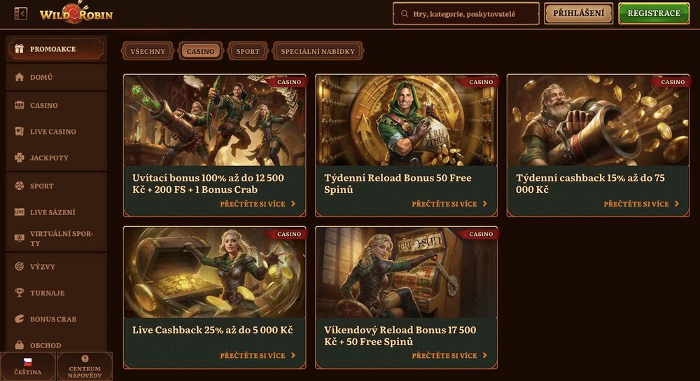 Bonusová nabídka v casinu Wild Robin