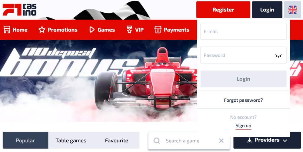 F1 casino login 