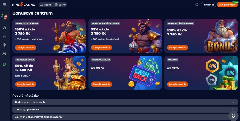 NineCasino bonusy únor 2025