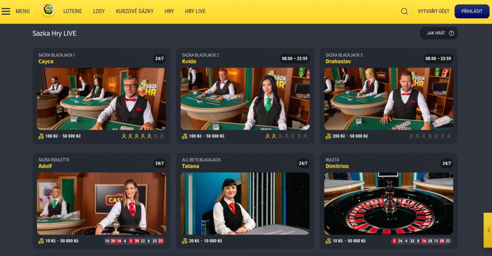 Sazka Hry live casino náhled